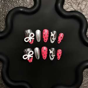 Uñas Postizas de Lujo Chic, Cortas, Cuadradas, Acrílicas, con Diseño Brillante, 24 Piezas, Uñas Artificiales de Alta Calidad y a la Moda - Product Image 3