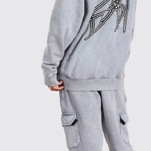 Best Quantity Wholesale Latest Design <b>Plain</b> Men Acid Washed <b>Tracksuit</b> Low Prices Solid Custom Made Men Acid Washed <b>Tracksuit</b> - Product Image 5