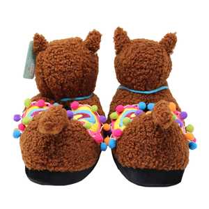 SLOFFIES Pantoufles en peluche d'alpaga pour adultes, taille unique, style extérieur chaud avec semelle intérieure réglable en coton et PU pour le printemps et l'hiver - Product Image 6