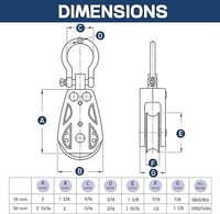 Nuevo Bloque Giratorio Individual para Vela - Polea Marina Compacta de Acero Inoxidable T316 y Construcción de Nylon PA6.6, 35MM 55MM, Herrajes Náuticos