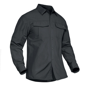 Chemise tactique à manches longues pour homme de haute qualité, faible MOQ, polyester/coton, séchage rapide, respirante, écologique, entraînement en plein air - Product Image 5