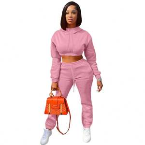 ชุดวอร์มแนวสตรีทแวร์น้ำหนักปานกลางสำหรับผู้หญิงผ้าคอตตอนสีทึบกำหนดโลโก้ได้เองสำหรับฤดูหนาว - Product Image 6