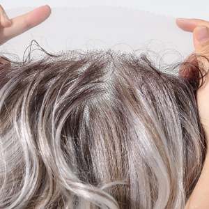 DWY High Quality Silver Gray <b>Wig</b> Transparent Lace Wavy Curly <b>Afro</b> Short Curly Synthetic Fiber Hair Heat-Resistant Includes Bangs - Product Image 5