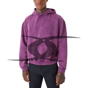 Haute qualité 100% coton surdimensionné lavage à l'acide à capuche pour hommes Vintage lavé thermique polaire hiver solide motif personnalisable - Product Image 1