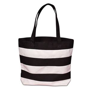 Quilted Fashion Totes Open/Zippered Solid Color Horizontal Stripes Canvas Portable with Chain Decorations - Product Image 1