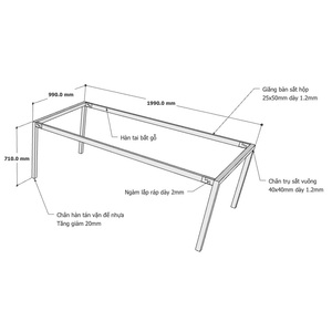 Pieds de table d'assemblage UConcept HCUC009 200x100, pieds de meubles minimalistes en fonte de fer pour hôpitaux, salles à manger et cuisines - Product Image 3