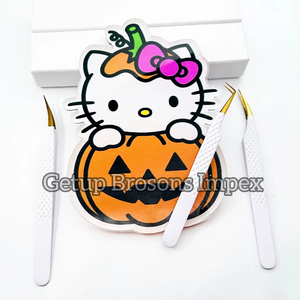 แหนบต่อขนตาปลายทองเคลือบผงสีขาว 90 องศา พร้อมแผ่นรองขนตาแบบน่ารัก รับทำโลโก้ อุปกรณ์เสริมความงาม - Product Image 5