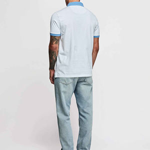 Polo en coton coupe étroite pour hommes, respirant, décontracté, à manches courtes, avec broderie personnalisée, service OEM, tricoté uni à l'usine - Product Image 2