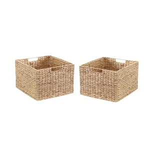 Top Selling 100% Natural Water Hyacinth <b>Square</b> Basket Sustainable Multifunctional Storage <b>Bins</b> for Clothing/Waste Storage - Product Image 2