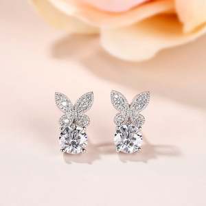 Boucles d'oreilles pendantes Jeulia Butterfly en argent sterling à coupe ronde - Product Image 6