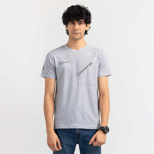 Camiseta de verano para hombre con cuello redondo 2023 Diseño de bolsillo con cremallera de algodón 100% Mejor precio con servicio OEM ODM MOQ bajo - Product Image 1