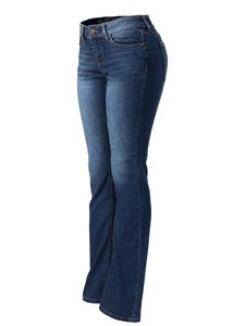 Venta al por mayor de pantalones vaqueros de mujer personalizados pierna recta corte bota estilo clásico cinco bolsillos pantalones vaqueros Fly Front - Product Image 4