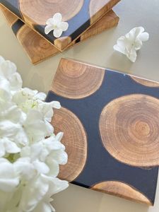 Ensemble de sous-verres en résine de belle qualité avec effet océan Dessous de verre en résine époxy carré rond décoratif par Craftsy Home - Product Image 5