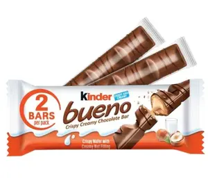 Top Quality Kinder Bueno White Chocolate Wholesale, Hazelnut Cream Candy Bar , 1.4 oz each, 30 Pack, Bulk Supplier