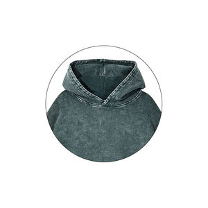 100% algodón 400 GSM peso pesado desgastado negro ácido lavado Sudadera con capucha en blanco hombres pulóver Vintage invierno sudaderas con capucha logotipo personalizado - Product Image 2