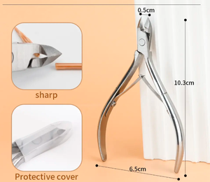 Pince à cuticules en acier inoxydable jetable professionnelle avec nouvel étui en cuir pour le soin des ongles incarnés doigts orteils - Product Image 2
