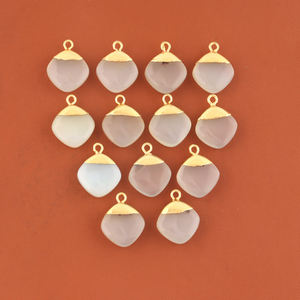 Encantadora forma de cojín cabujón calcedonia blanca DIY conectores de fabricación de una sola fianza 18K chapado en oro encontrar conectores de joyería - Product Image 1