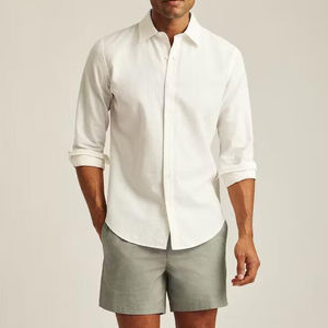 Chemise habillée pour homme en coton 100% anti-boulochage, durable, à manches courtes, style urbain printemps, haute qualité, vente en gros - Product Image 1