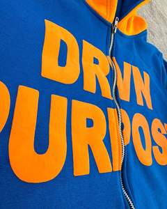 Conjunto de chándal con cremallera y estampado DRVN PURPOSE azul y amarillo para hombre, ropa de calle con capucha y pantalones para correr, atuendo informal de dos piezas - Product Image 4