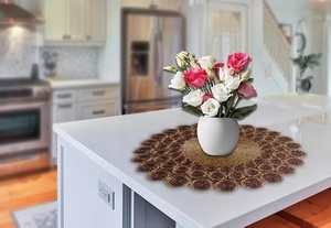 Handcrafted Beautiful Beaded Placemat for Dining <b>Table</b> Dark Gold <b>Copper</b> Decorative Mats & Pads for Weddings & Other Functions - Product Image 2