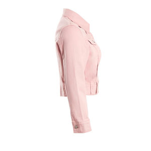 Chaqueta Vaquera Corta de Mezclilla para Mujer, de Alta Calidad OEM, Informal, con Forro de Lino, Tejida, a la Moda para Otoño - Product Image 4