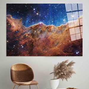 Arte de pared de cristal con diseño de nebulosa Cosmic Cliffs - Impresión en lienzo, arte en vidrio templado - Product Image 1