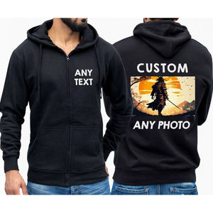 Sudadera con cremallera y logotipo personalizado, sudadera con cremallera y foto con tu propio texto, sudadera con cremallera completa - Product Image 3