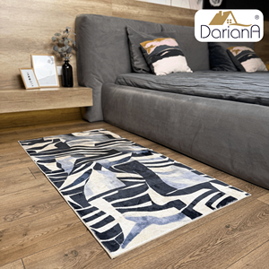 Alfombra Moderna DarianA Gris Abstracta de 60x120 cm, Suave, de Poliéster, Delgada, Antideslizante, Lavable a Máquina, con Respaldo de Látex, Rectangular, para Interiores - Product Image 4