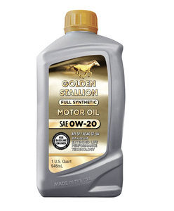 Lubricante Automotriz Sintético Completo Golden Stallion, Aceite de Motor SAE 0W-20, Paquete de 6, 1 Cuarto de Galón - Product Image 1