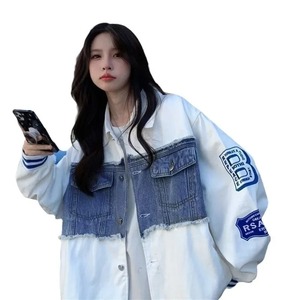 Vintage Genuine Leather Jacket Ins Hiphop Splicing Men Women Winter Style American Baseball Uniform Loose Fit Thin Material - Product Image 4