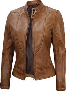 Tessutto แจ็กเก็ตหนังแกะแท้ผู้หญิง, แจ็กเก็ตหนังวัวแท้ทันสมัย - Product Image 3