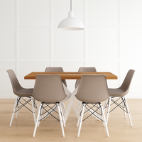 Ensemble de table à manger moderne pliable en bois massif de style scandinave, design industriel, jaune, rectangulaire, blanc, hôtel