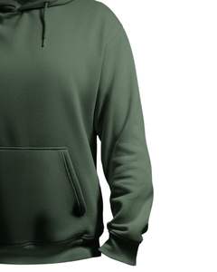 Sweat-shirt à capuche unisexe vert foncé en polaire unie avec poche kangourou Streetwear décontracté pour l'hiver - Product Image 2