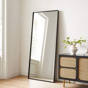 Grand long habillage debout de cadre de miroir de plancher en métal de grande taille noir - Product Image 2