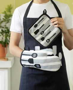 Ensemble de gants de four et de protège-plats résistants à la chaleur, outil pour micro-ondes, 100% coton avec dos en silicone, vente en gros à prix abordable pour fabricants - Product Image 2