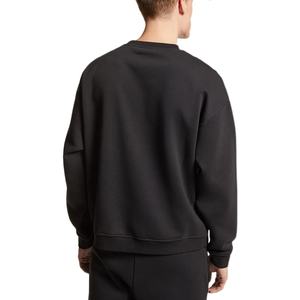 Sweat-shirt à capuche en coton de haute qualité pour hommes, coupe boxy, col rond brodé, épaules tombantes, chemises d'usine recadrées pour teinture unie - Product Image 2