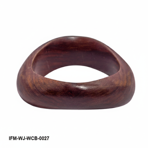 Natural Handcrafted Wooden <b>Bangle</b> <b>Bracelet</b> Dark Rosewood Curved Wave Design Chunky Organic Wood Wristband for Women - Product Image 1