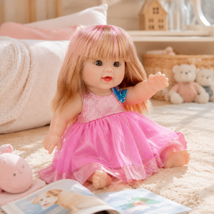 TUSALMO Bambole per Bambine in Vinile Nero da 12 Pollici, Capelli Lisci Naturali, Giocattoli Educativi Morbidi, Produzione Diretta OEM dalla Cina - Product Image 3