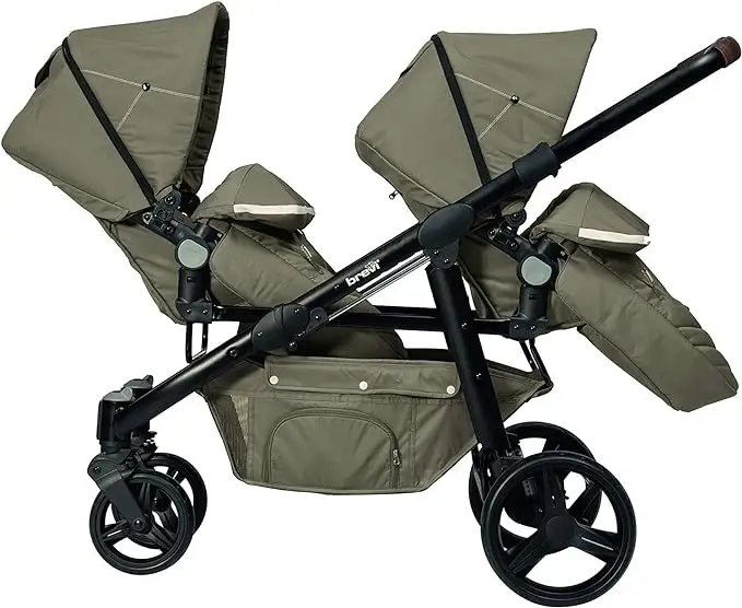 Xe đẩy đôi Baby-BREVI OVO TWIN-Dove grey đa chức năng người đi bộ vận chuyển xe đẩy Phụ kiện trẻ sơ sinh