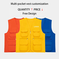 Herren Wasserdichte Canvas Cargo-Weste mit Taschen Ärmellos Individuell Bedrucktes Logo Arbeitsbekleidung Angeln Outdoor Sommer