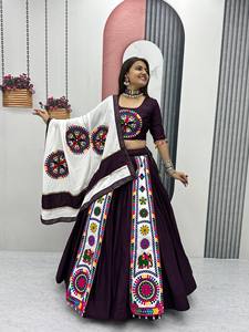 Lehenga choli ฝ้ายบริสุทธิ์พิเศษพิเศษ6เมตรผ้าคอตตอน - Product Image 4