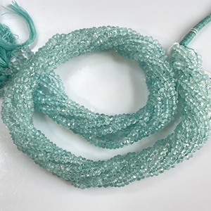Wholesale Aquamarine Faceted Rondelle Shape 3.75-4MM <b>Center</b> <b>Drill</b> Beads Blue Natural Gemstone for Shops - Product Image 2