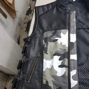 เสื้อกั๊กหนังแท้ผู้ชายออกแบบตามสั่ง บริการ OEM เสื้อคลุมผ้าแคนวาสระบายอากาศ แห้งเร็ว เป็นมิตรกับสิ่งแวดล้อม สไตล์ลำลอง - Product Image 6