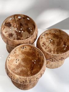 Pot de coquille de noix de coco de haute qualité pour planter des fleurs d'arbres Planteur durable et élégant pour une utilisation intérieure et extérieure Lotus bleu - Product Image 3