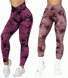 PASUXI Wholesale Tie Dye Printing High Waisted Sports Leggings Women Fitness Gym Yoga Pants Workout Leggings