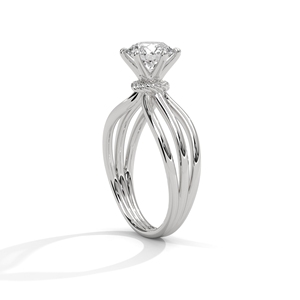 Bague solitaire à pampilles en diamant brillant de laboratoire couleur G 1 carat, monture en or rose 14 carats, pour fiançailles, mariage, anniversaire - Product Image 3
