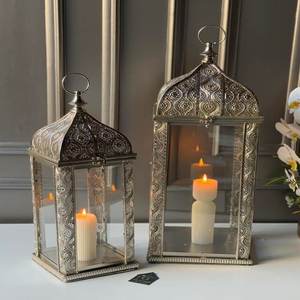 Ramzan Kareem Decoración del hogar Estilo marroquí Metal Linterna de lujo Interior Decorativo Portavelas Linterna - Product Image 1