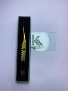 Gold Isolation Fine Grip <b>Eyelash</b> Extension Tweezers Fiber-Tip Private Label Made In Pakistan At Our Facility - Product Image 5