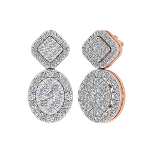 Boucles d'oreilles à la mode en or massif 14 carats pour femmes, diamants taillés en laboratoire faits à la main, taille brillante F-Type, bijoux fins IGI - Product Image 3