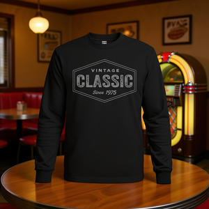 T-shirt vintage classica a maniche lunghe, maglietta retrò per compleanno, dal 1975 - Product Image 3